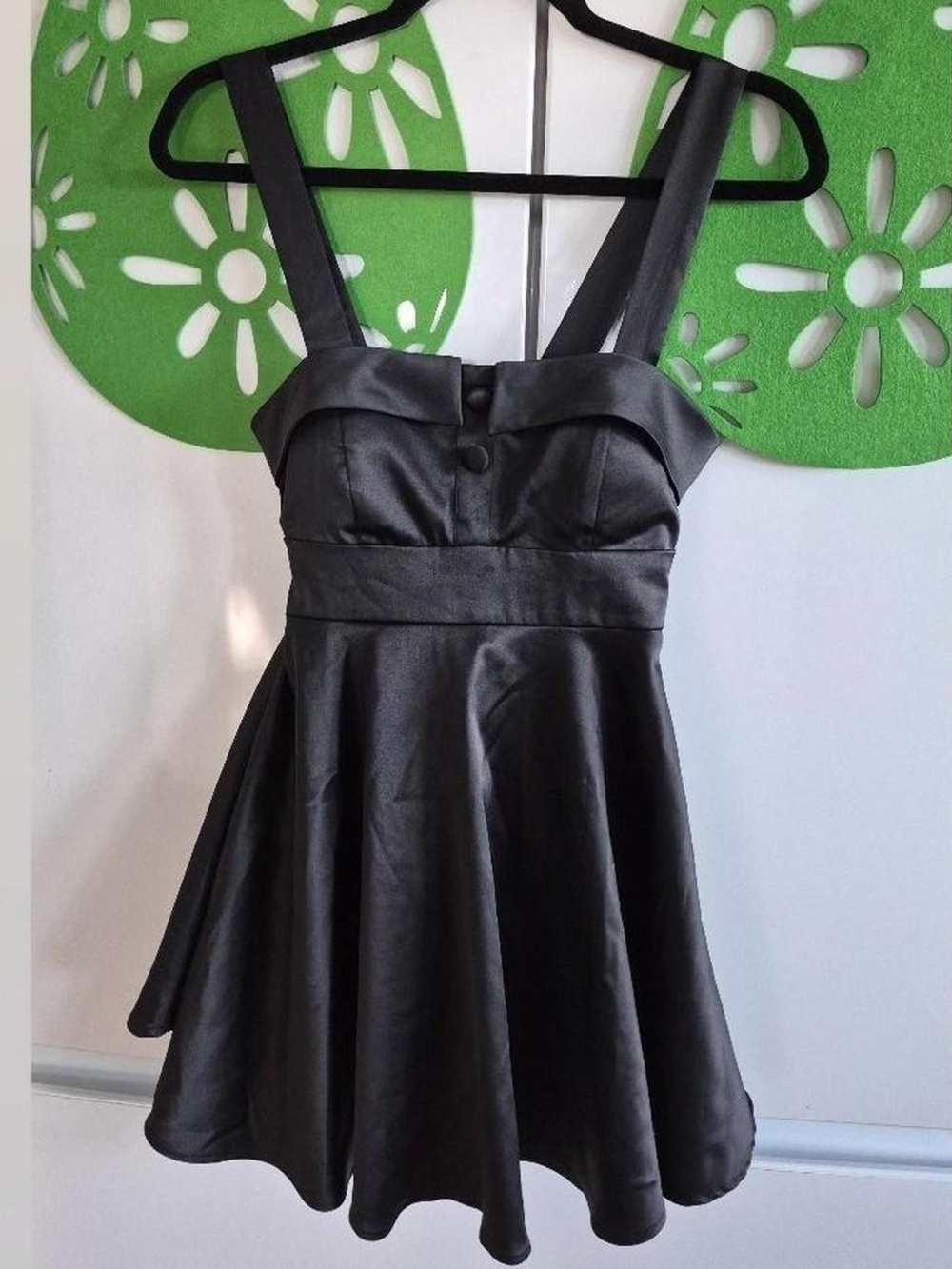 Forever 21 Black Satin Mini Dress with Wide Straps